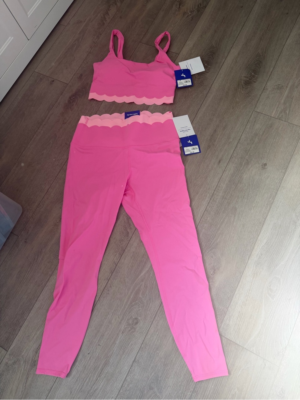 Target Hot Pink Scalloped-Trim Leggings & Crop Tank Set